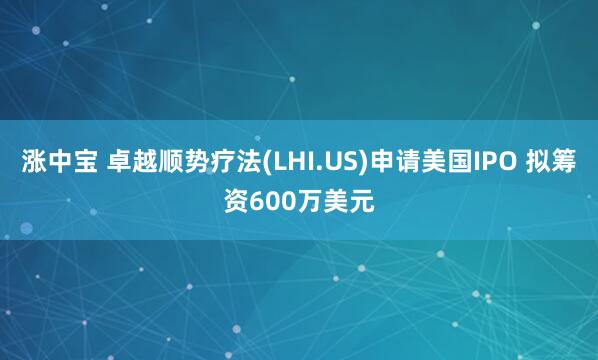 涨中宝 卓越顺势疗法(LHI.US)申请美国IPO 拟筹资600万美元